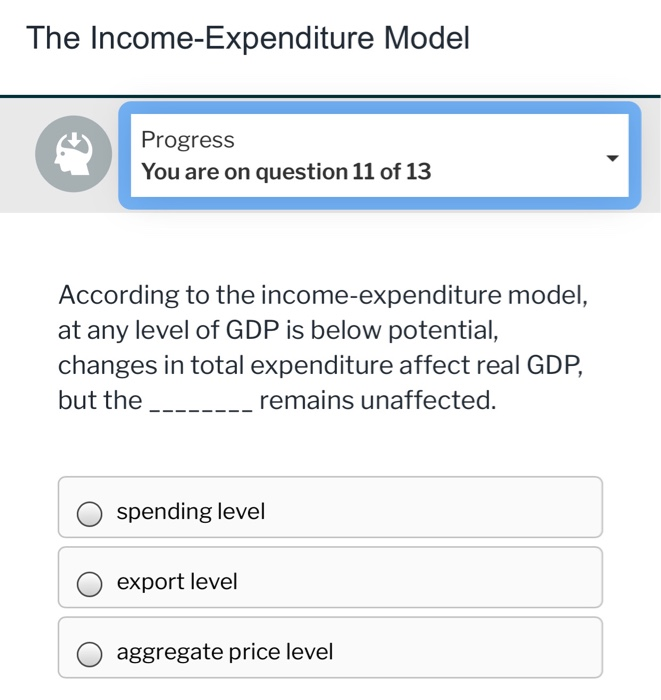 Solved The Income-Expenditure Model Progress You are on | Chegg.com