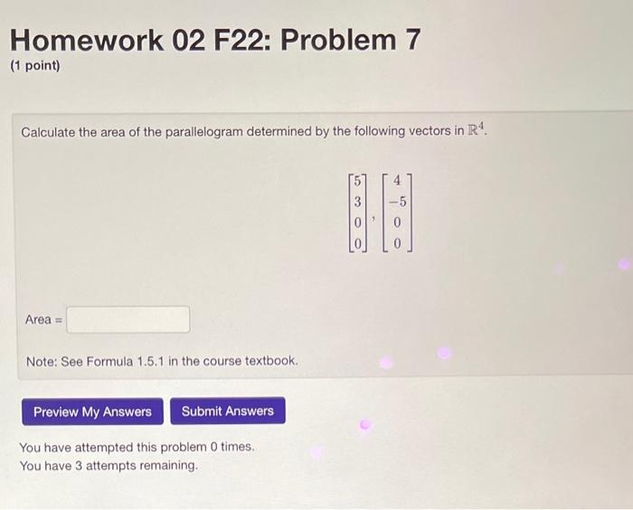 Solved Homework 02 F22: Problem 7 (1 point) Calculate the | Chegg.com