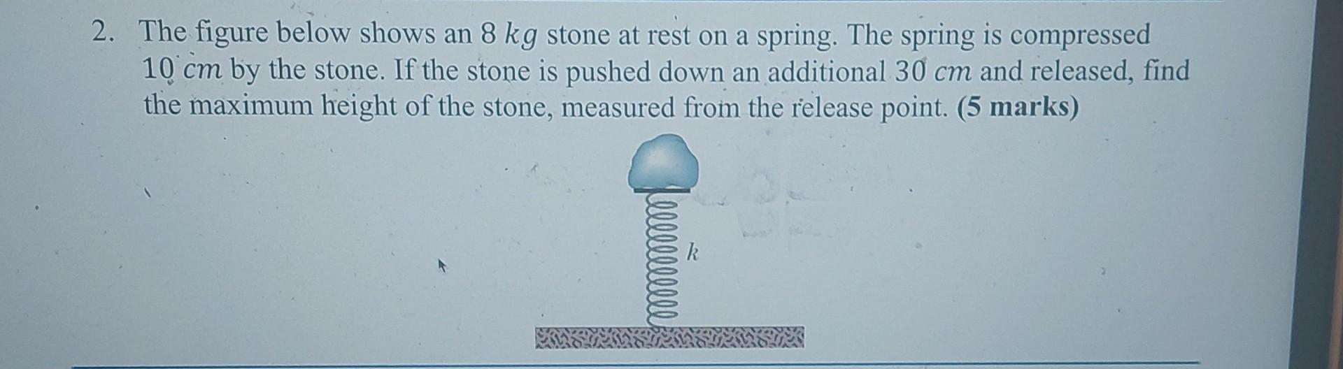 2. The figure below shows an 8 kg stone at rest on a Chegg