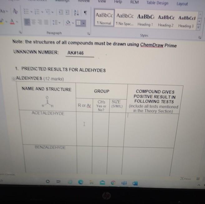 Solved View Help RCM Table Design Layout Aabbcc Aabbcc AaBbC | Chegg.com