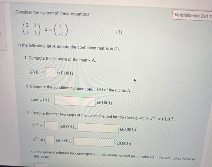 Solved Consider the system of linear equations | Chegg.com