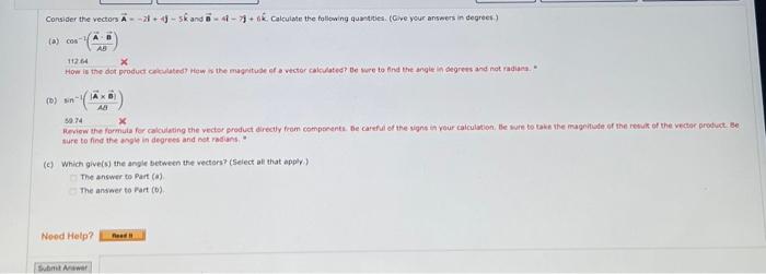 Solved (a) Cos−1(ABA⋅n) (b) Sin−1(μa∣A×b∣) × Sure To Find | Chegg.com