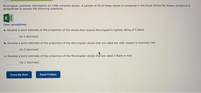 Solved Morningstar Publishes Information On 1208 Company | Chegg.com