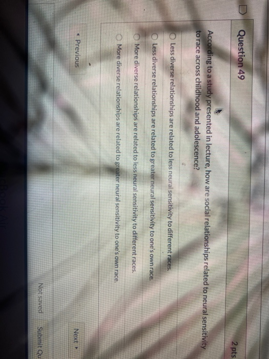 Solved D Question 49 2 pts According to a study presented in | Chegg.com
