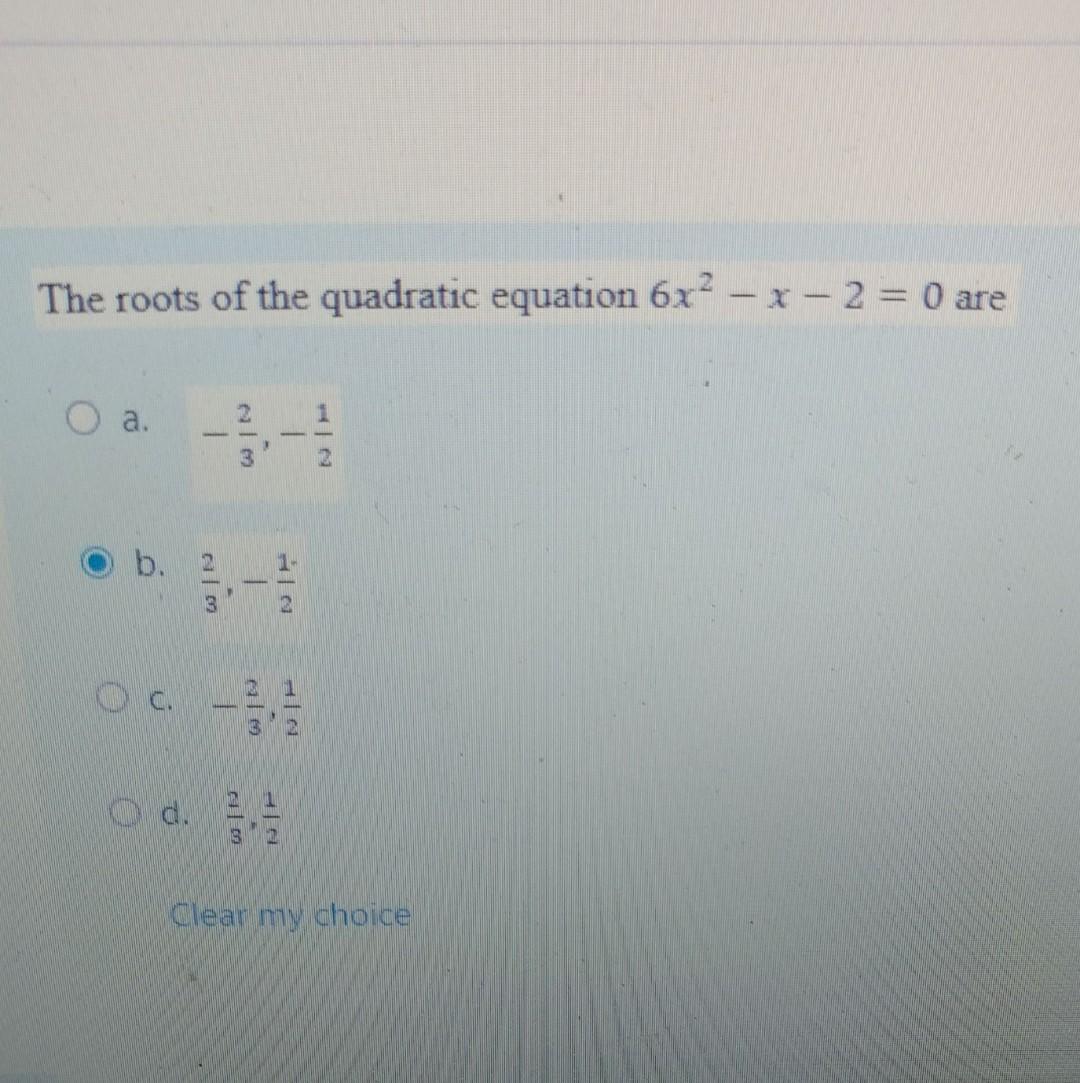 find the roots of the given quadratic equation 6x2 x 2 0