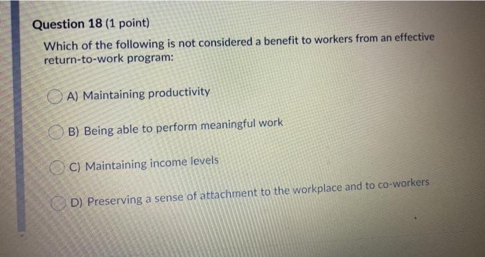 Solved Question 18 (1 point) Which of the following is not | Chegg.com