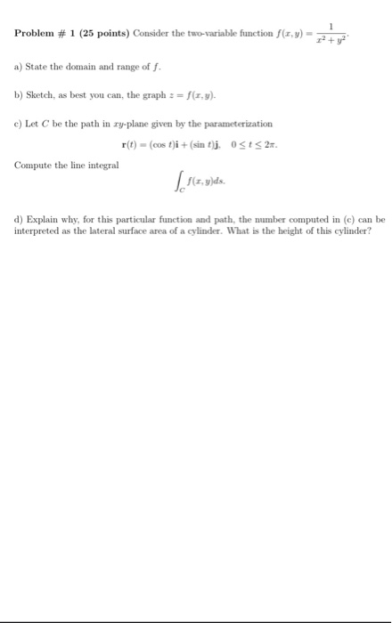 Solved Problem # 1 (25 points) Consider the two-variable | Chegg.com