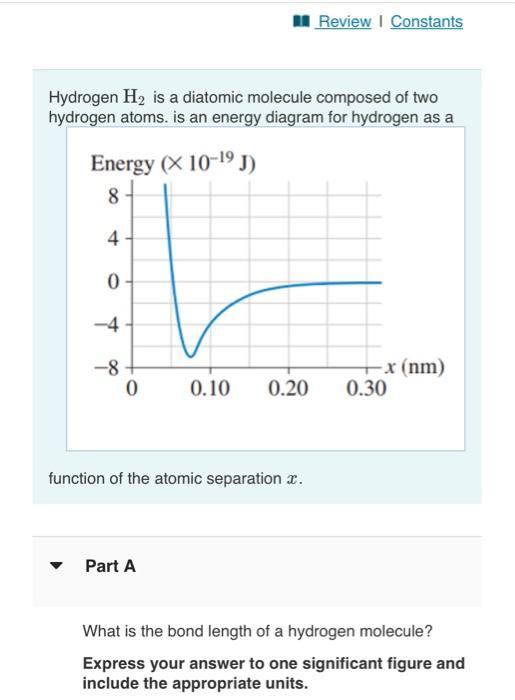 Solved Hydrogen H2 Is A Diatomic Molecule Composed Of Two 7208