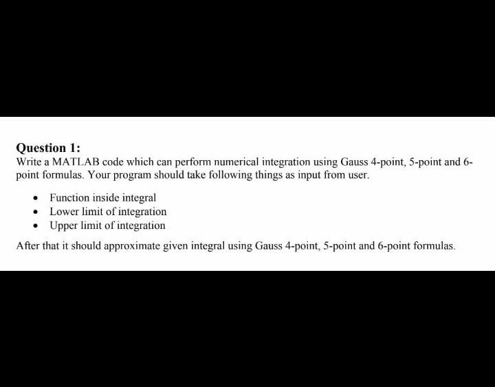 Solved Question 1: Write a MATLAB code which can perform | Chegg.com