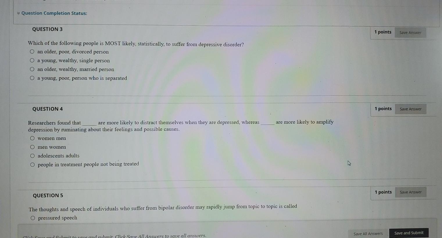 Solved Question Completion Status: QUESTION 3 1 points Save | Chegg.com