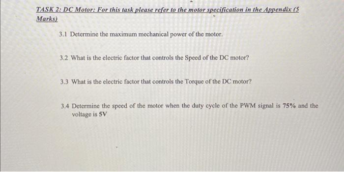 Solved 4 TASK 2: DC Motor: For this task please refer to the | Chegg.com