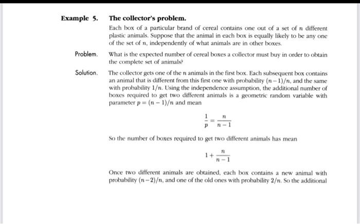 The collector's problem. In the setting of Example 5, | Chegg.com