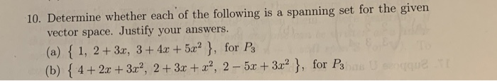 Solved 10. Determine whether each of the following is a | Chegg.com