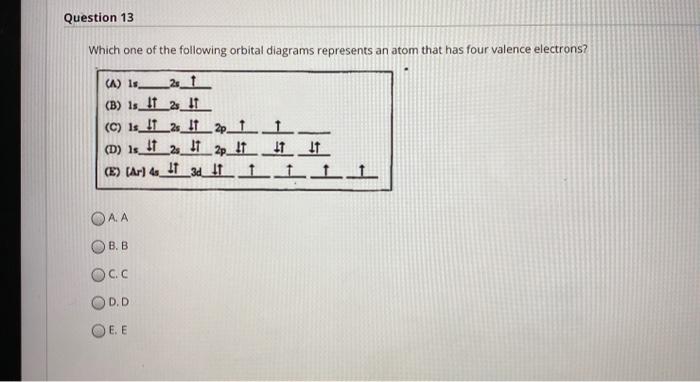 Solved Question 13 Which one of the following orbital | Chegg.com