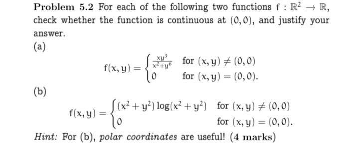 Solved Problem 5.2 For each of the following two functions | Chegg.com