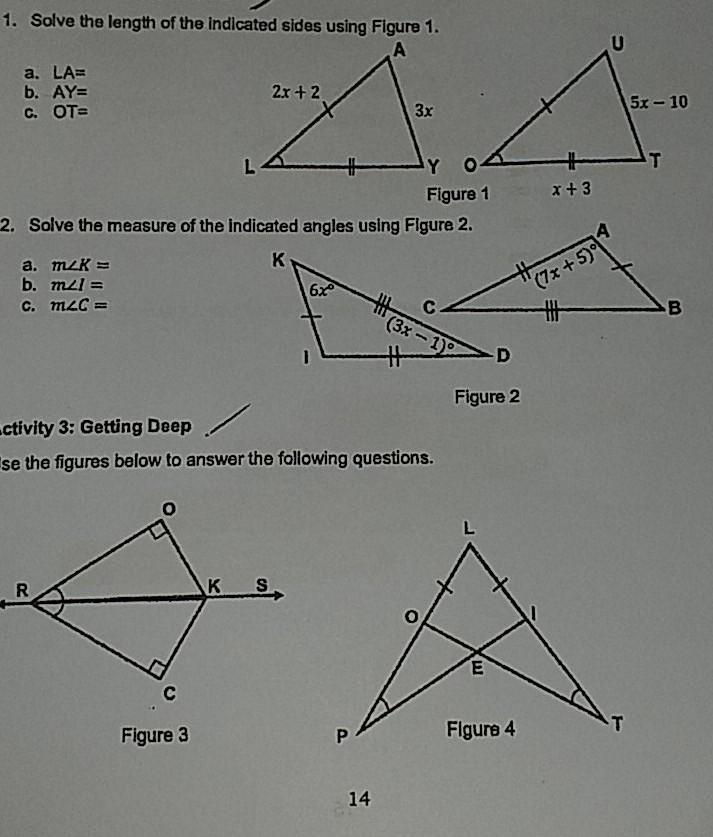 Solved U 1. Solve The Length Of The Indicated Sides Using | Chegg.com