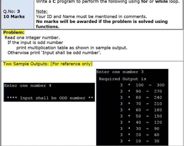 Solved Write a C program to perform the following using for | Chegg.com