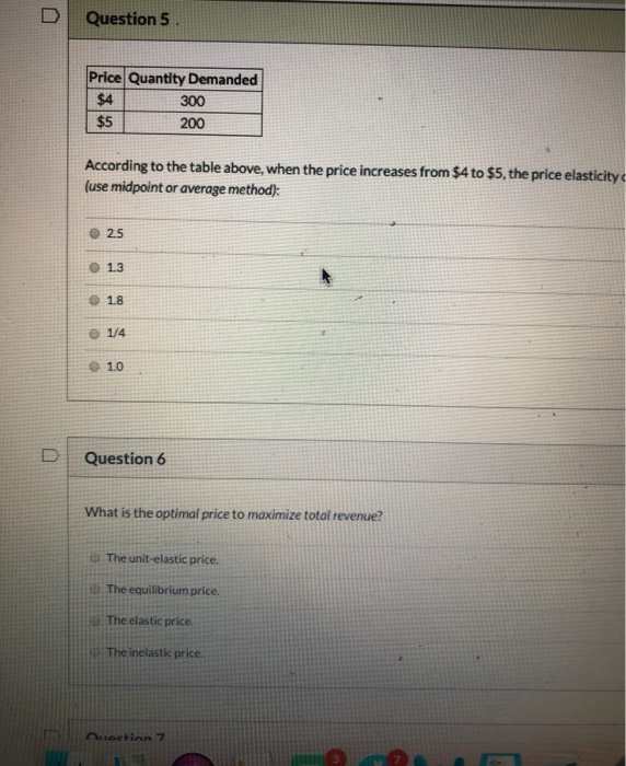Solved Question 1 The price elasticity of demand for a good | Chegg.com