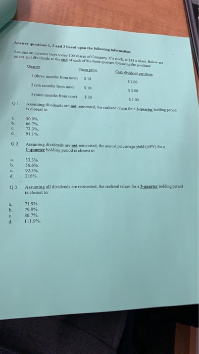 Solved Answer questions 1, 2 and 3 based upon the following | Chegg.com