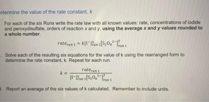 Solved For each of the six Runs write the rate law with all | Chegg.com
