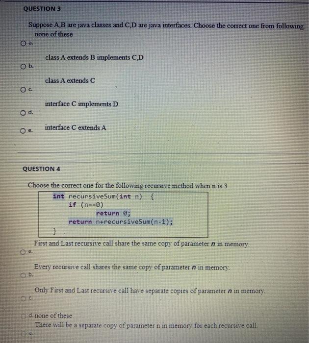 Solved QUESTION 3 Suppose A Bare java classes and CD are | Chegg.com