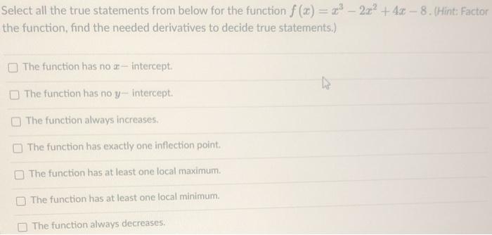 Solved Select all the true statements from below for the | Chegg.com