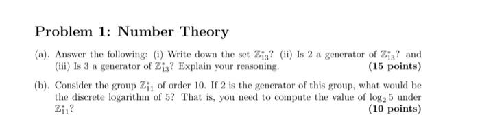 Solved Problem 1: Number Theory (a). Answer The Following: | Chegg.com