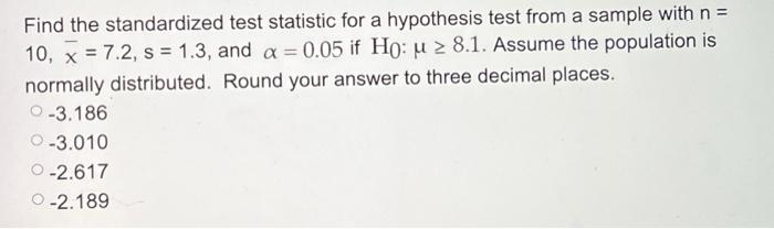 Solved Find the standardized test statistic for a hypothesis | Chegg.com
