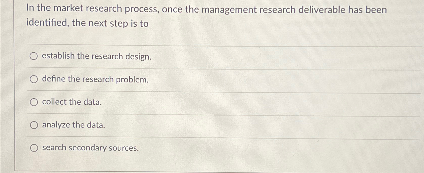 Solved In The Market Research Process, Once The Management | Chegg.com