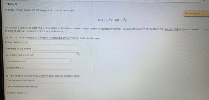 Solved Problem 3. (40 points) Please answer the following | Chegg.com