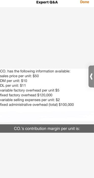 Solved Expert Q A Done Co Has The Following Information Chegg Com