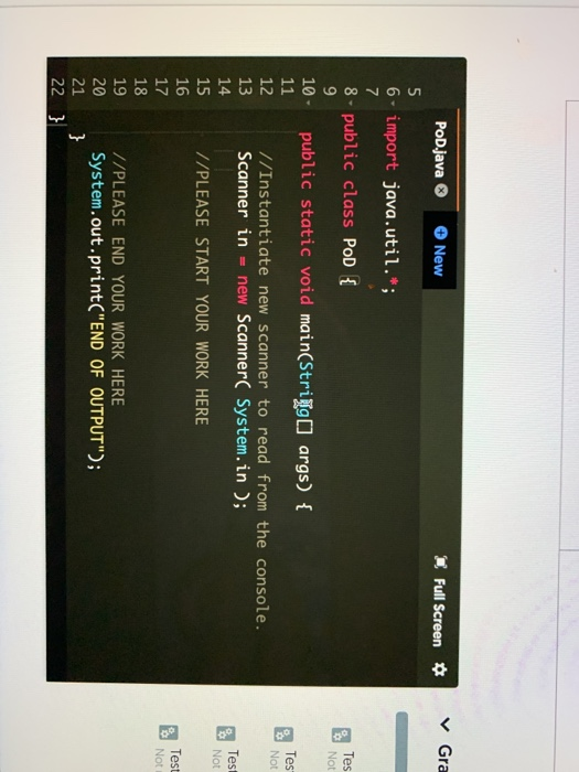 POD.java New Full Screen * v Gra 6- import java.util.*; 8. public class POD { public static void main(String[] args) { //Inst