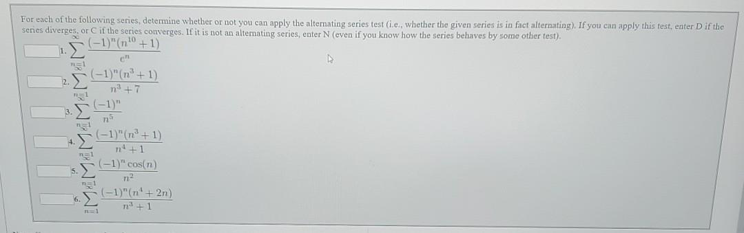 Solved For each of the following series, determine whether | Chegg.com