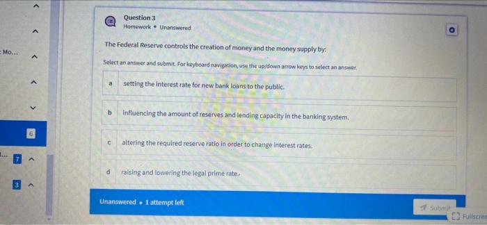 Solved Question 3 Homework • Unanswered The Federal Reserve | Chegg.com