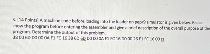 Solved 3. [14 Points] A machine code before loading into the | Chegg.com