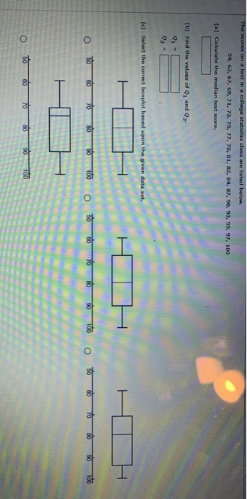 Solved The scores on a test in a college statistics class | Chegg.com