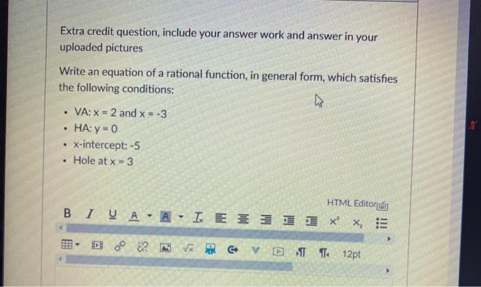 Solved Extra credit question, include your answer work and | Chegg.com