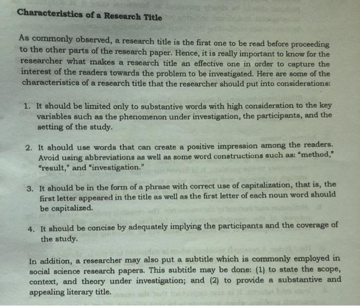 What Are The Characteristics Of A Good Research Question