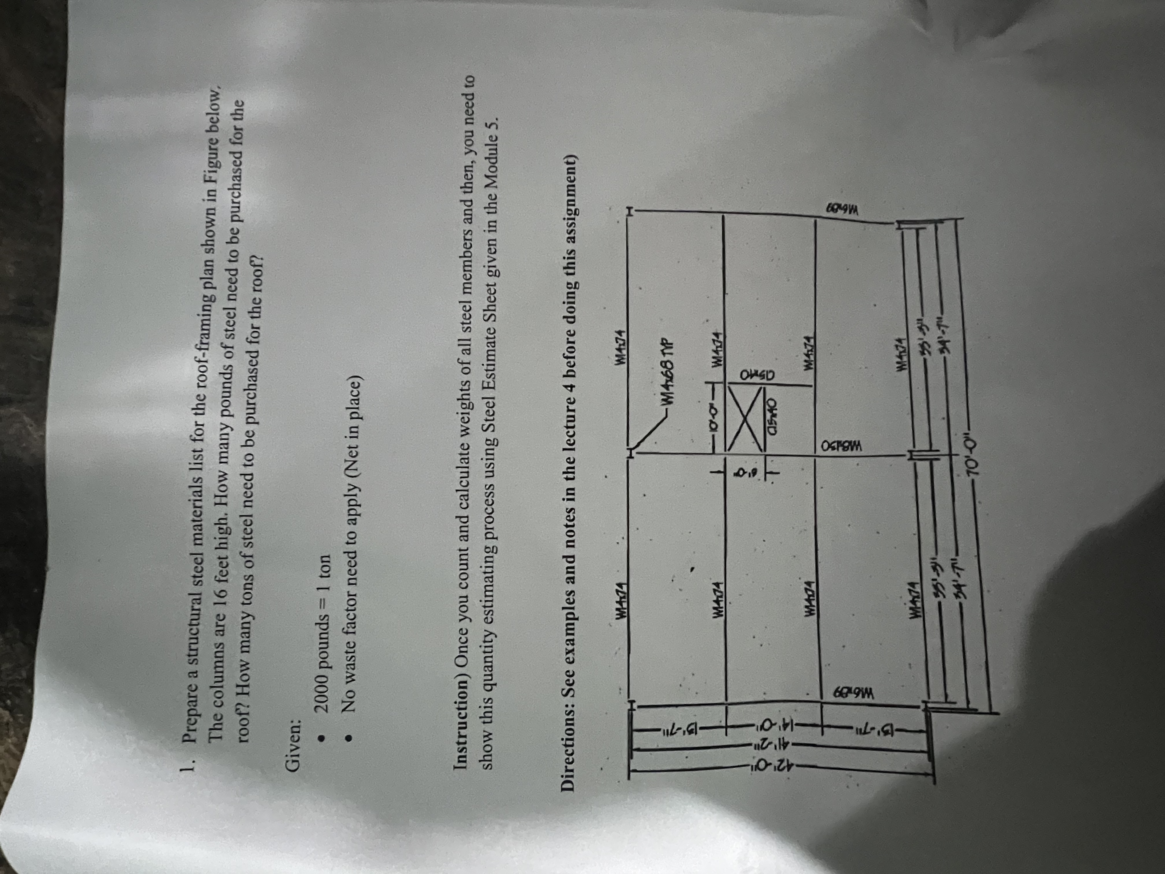 Solved Prepare a structural steel materials list for the | Chegg.com