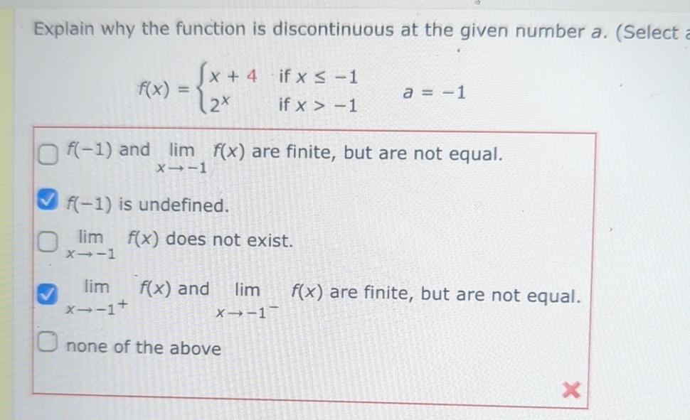 Solved Explain why the function is discontinuous at the | Chegg.com