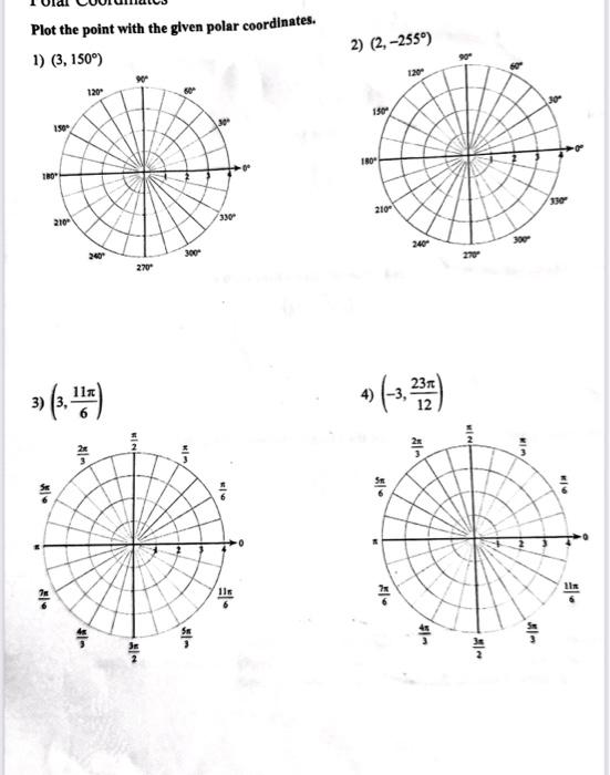 Solved Plot the point with the given polar coordinates. 1) | Chegg.com