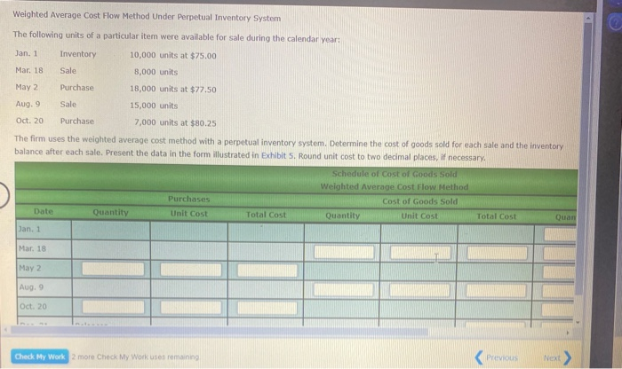 Solved Weighted Average Cost Flow Method Under Perpetual | Chegg.com