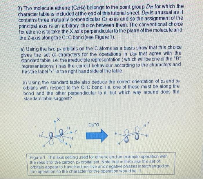 Solved 3 The molecule ethene C2H4 belongs to the point Chegg