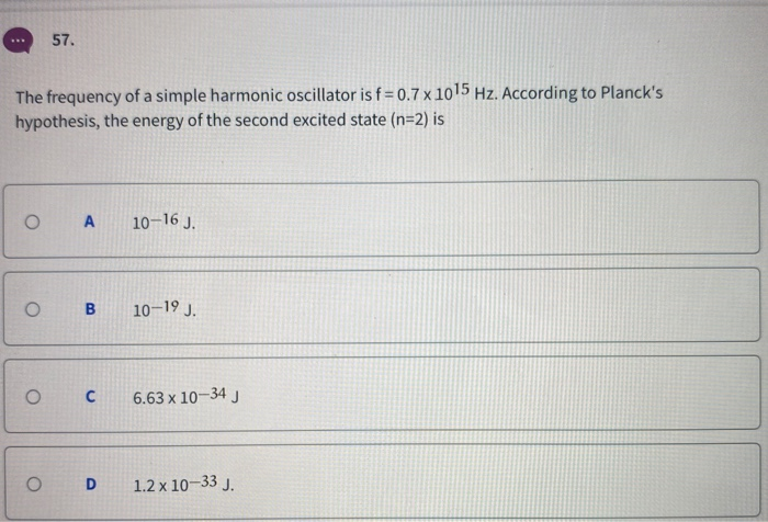 Solved 57 The Frequency Of A Simple Harmonic Oscillator Chegg Com