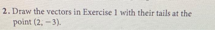 2. Draw The Vectors In Exercise 1 With Their Tails At | Chegg.com