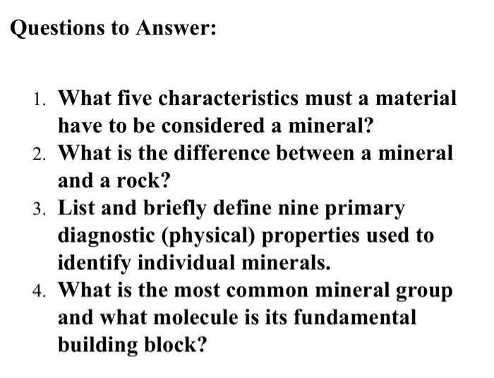 Solved Questions to Answer 1. What five characteristics