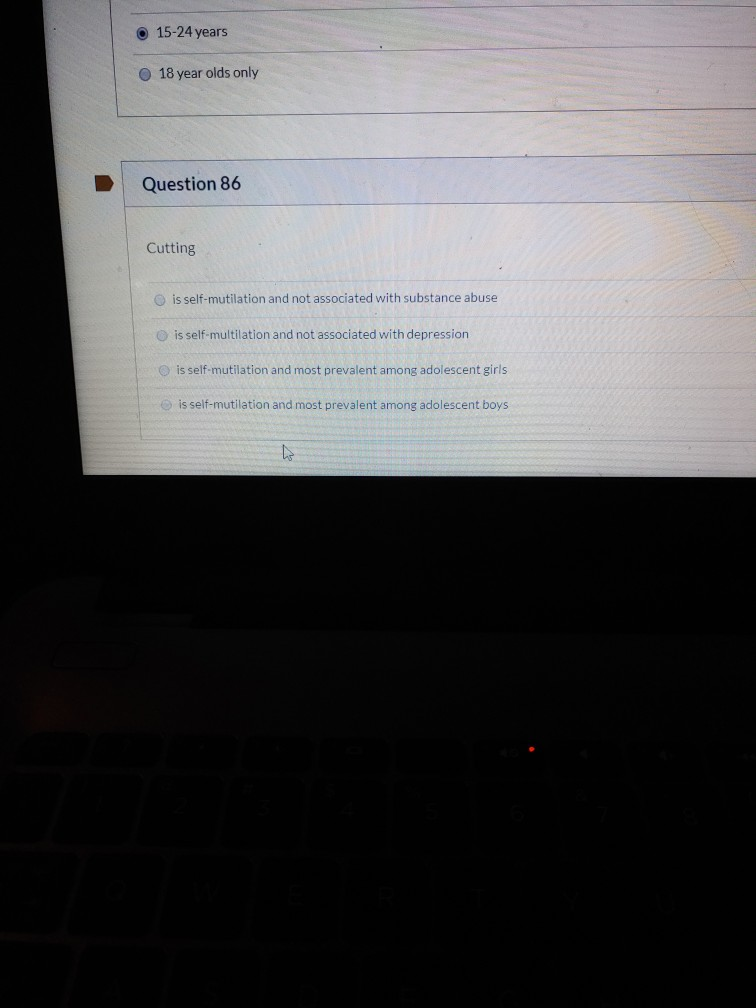 Solved 15 24 Years 18 Year Olds Only Question 86 Cutting Chegg Com