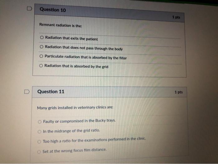 Solved Question 10 1 pts Remnant radiation is the: Radiation | Chegg.com