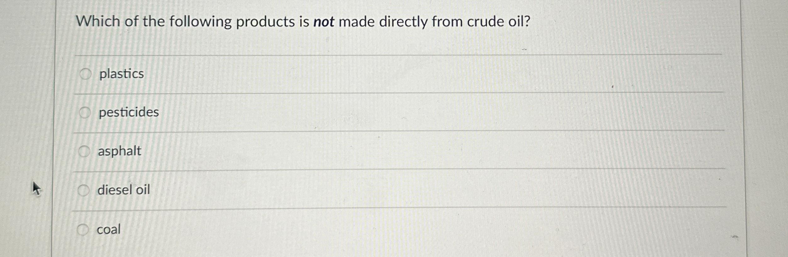 Solved Which of the following products is not made directly | Chegg.com