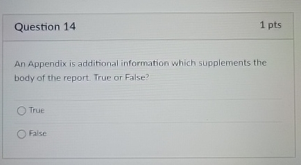 Solved Question 141 ﻿ptsAn Appendix is additional | Chegg.com